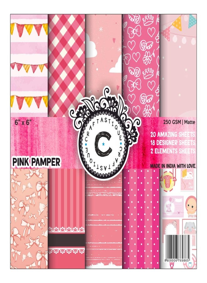 Craftastique Pink Pamper Scrapbooking Paperpack (20 Sheets | 250 GSM) (6 x 6 inches) - Image 1